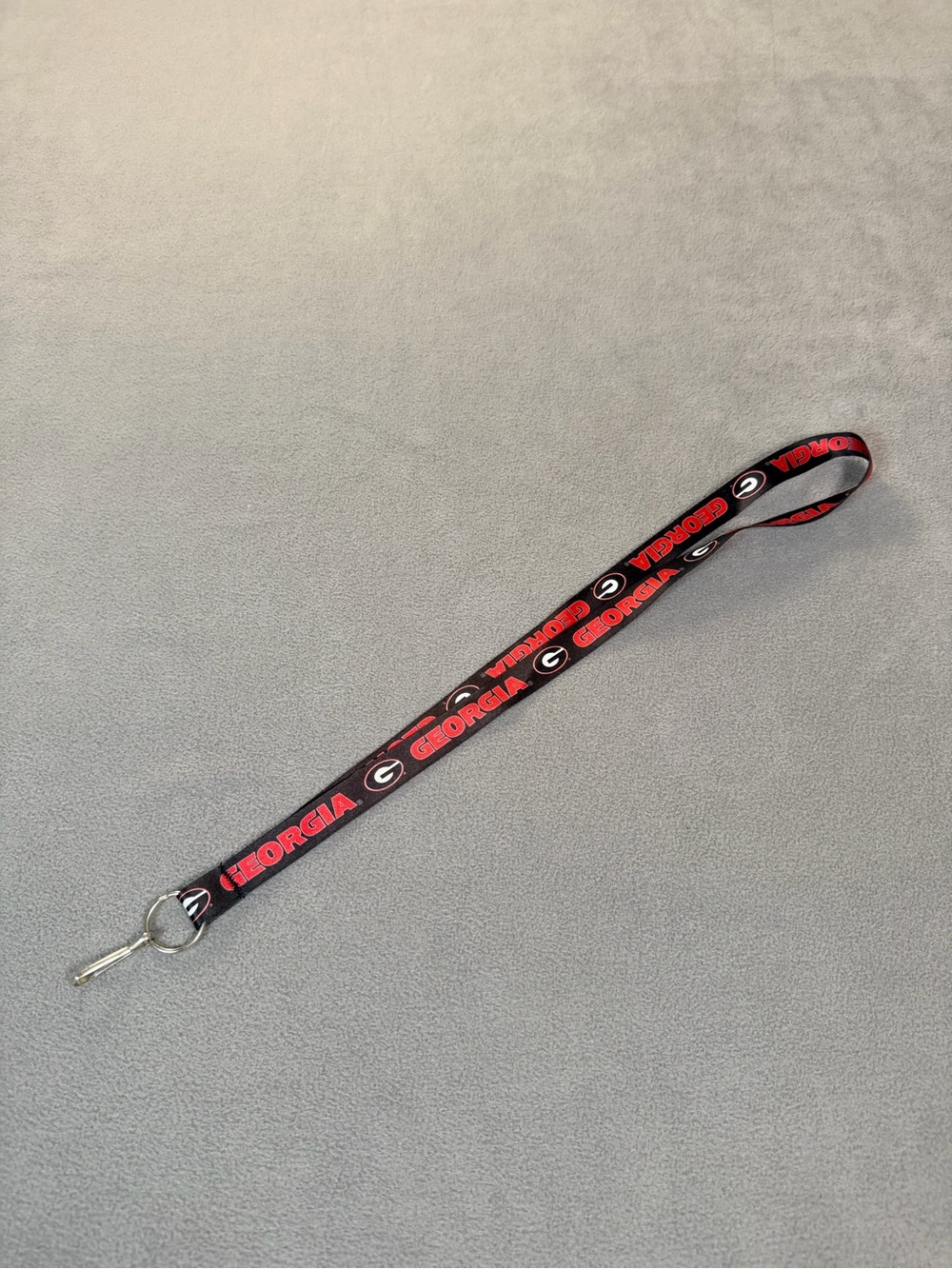 University of Georgia- Black & Red- "G" Logo- Lanyard/Keychain- Unisex- New